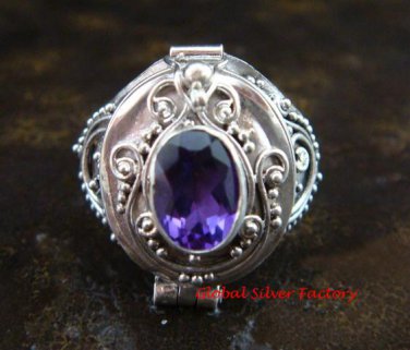 925 Silver Amethyst Poison Ring LR-605-KT