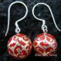 925 Silver Red Chime Ball Earrings CBE-113-KA