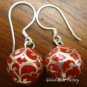 925 Silver Red Chime Ball Earrings CBE-113-KA