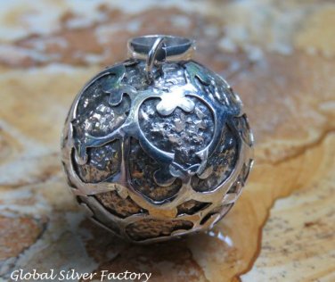 Sterling Silver Asteroid Surface Chime Ball Pendant CH-363-KT