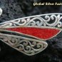 925 Silver Dragonfly Coral Garnet Topaz Brooch BC-112-PS