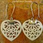 Silver and Carved Bone Heart Shaped Earrings BE-106-KT