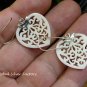 Silver and Carved Bone Heart Shaped Earrings BE-106-KT