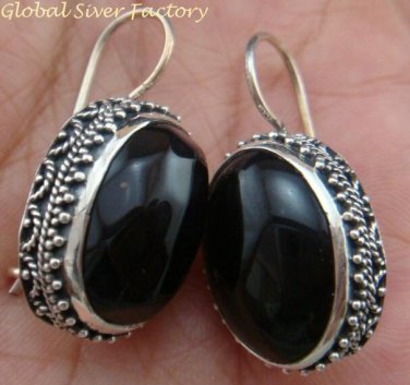 Large 925 Silver & Black Onyx Earrings ER-694-KT