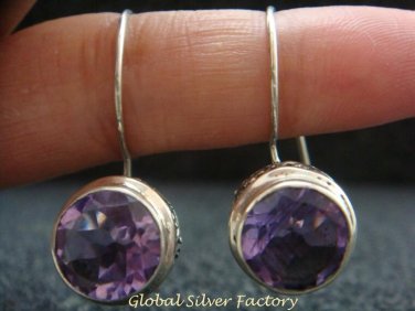 Sterling Silver & 10mm Amethyst Bali Earrings ER-714-PS