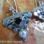 Silver Pearl and Garnet Earrings ER-789-NY