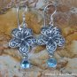 Silver and Blue Topaz Frangipani Flower Earrings ER-795-KT