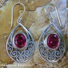 Sterling Silver and Ruby Balinese Earrings ER-797-KT