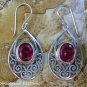 Sterling Silver and Ruby Balinese Earrings ER-797-KT