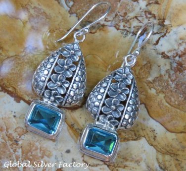 Sterling Silver and Blue Topaz Gemstone Earrings ER-803-KT
