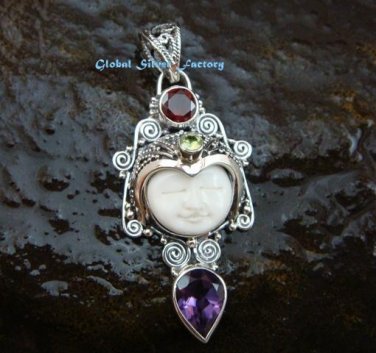 Silver & Mixed Gem Goddess Pendant GDP-1035-PS