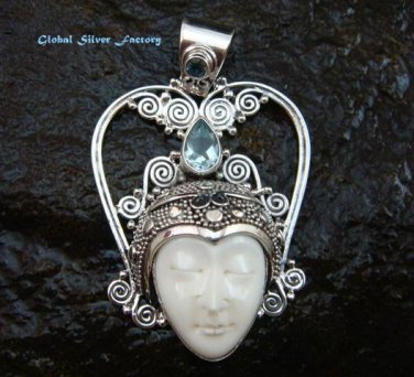 Silver Topaz Crown Goddess Pendant GDP-1043-PS