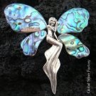 XL Silver & Paua Shell Angel Brooch Pendant BC-117-KT