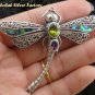 925 Silver Dragonfly Amethyst & Peridot Brooch BC-113-PS