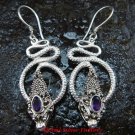 Silver & Amethyst Coiled Snake Earrings ER-277-KA