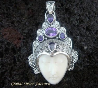 925 Silver & 5 Amethyst Goddess Pendant GDP-727-PS
