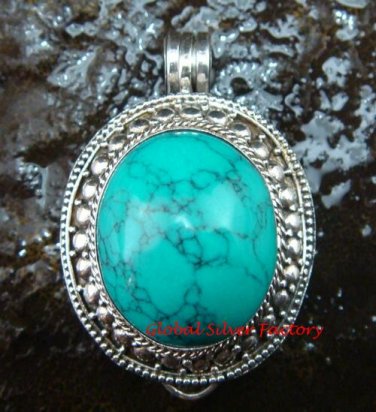 925 Silver Large Turquoise Locket/Keepsake Pendant LP-208-KA
