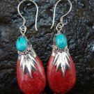 Sterling Silver Genuine Coral & Gemstone Earrings ER-412-KT
