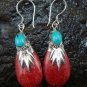 Sterling Silver Genuine Coral & Gemstone Earrings ER-412-KT