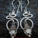 Silver & Rainbow Moonstone Snake Earrings ER-430-KT