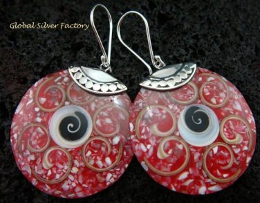 Sterling Silver Red Shell Earrings ER-543-KT
