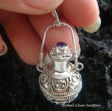 Sterling Silver Perfume Pendant With Cut Amethyst PP-206-KT