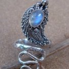 925 Silver Rainbow Moonstone Snake Ring RI-186-NY