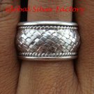 Sterling Silver Woven Style Unisex Wide Band Ring SR-159-KT