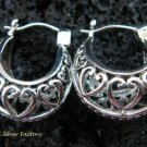Sterling Silver Heart Design Hoop Earrings SE-150-KT