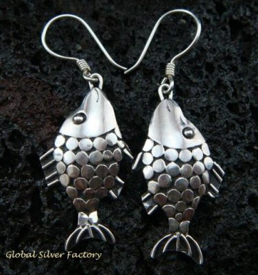Sterling Silver Fish Earrings SE-102-KA