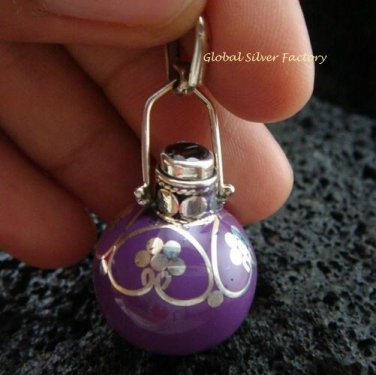 925 Silver Garnet Filigree Purple Chime Ball Pendant CH-194-KT