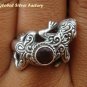 Silver Garnet Gecko Lizard Ring RI-243-KT