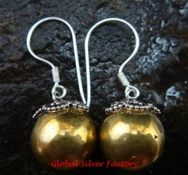 Silver Granulated Pattern Chime Ball Earrings CBE-103-KA