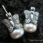 925 Silver Black Pearl Butterfly Earrings ER-149-KA