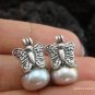 925 Silver Black Pearl Butterfly Earrings ER-149-KA