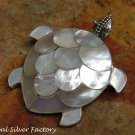 Silver and White Shell Turtle Brooch BC-186-KT