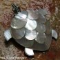 Silver and White Shell Turtle Brooch BC-186-KT