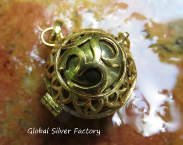 Silver and Gold Plated Om Design 24mm Chime Ball Pendant GPB-103-KT