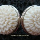 925 Silver Carved Flower Design Earrings ER-511-KA