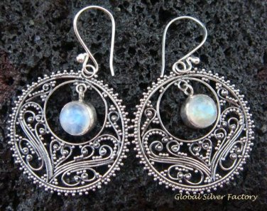 925 Silver Moonstone Bali Ornate Design Earrings ER-518-KT