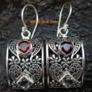 Delicate Garnet and Blue Topaz Sterling Silver Earrings ER-591-KT