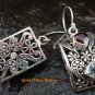 Delicate Garnet and Blue Topaz Sterling Silver Earrings ER-591-KT
