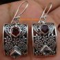 Delicate Garnet and Blue Topaz Sterling Silver Earrings ER-591-KT