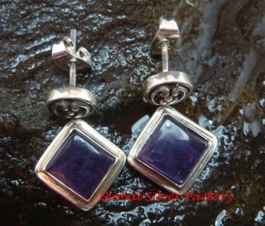 Sterling Silver Square Amethyst Earrings ER-637-KT