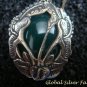 Sterling Silver & Green Agate Carved Flower Earrings ER-738-KA
