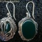 Sterling Silver & Green Agate Carved Flower Earrings ER-738-KA