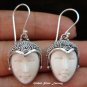Silver Carved Bone Goddess Earrings GDE-1032-IKP