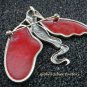 Large 925 Silver Fairy Angel corral Pendant Brooch BC-176-PS