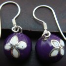 Silver White Flower Purple Chime Ball Earrings CBE-123-KT