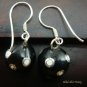 Silver White Polka Dots Black Chime Ball Earrings CBE-126-KT